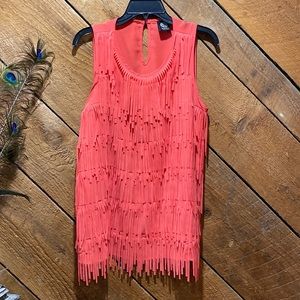 Bobeau, large, sleeveless, fringe top
